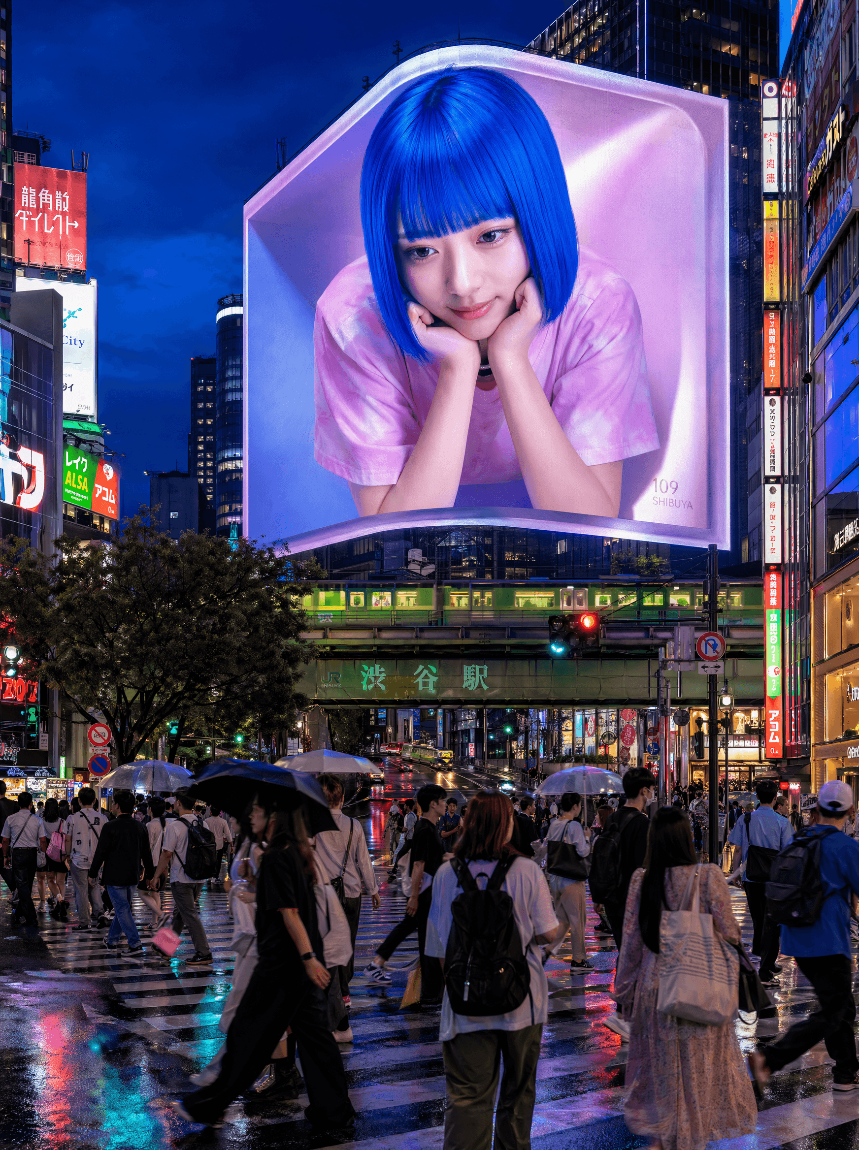 Billboard numérique Shibuya — identité visuelle digitale